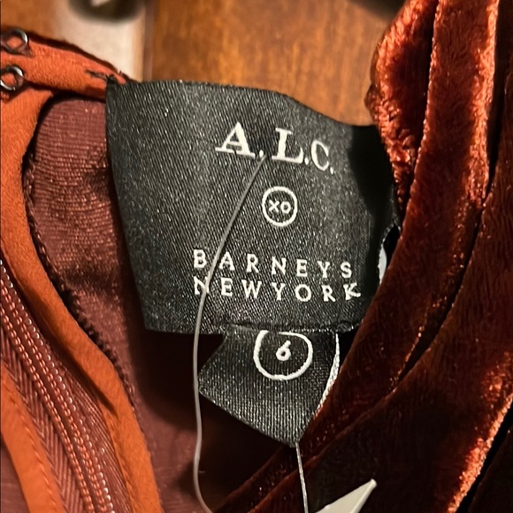 A.L.C. Cognac Cowl Neck Sheath Dress Pleated Ruched Knee-Length - Picture 2 of 4